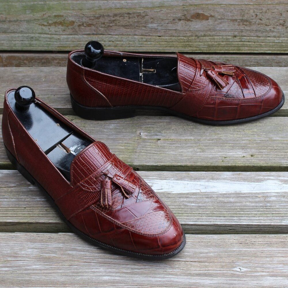 Stacey Adams' Brown Genuine Snakeskin Slip-on Shoes, Men's 12 M, EUC